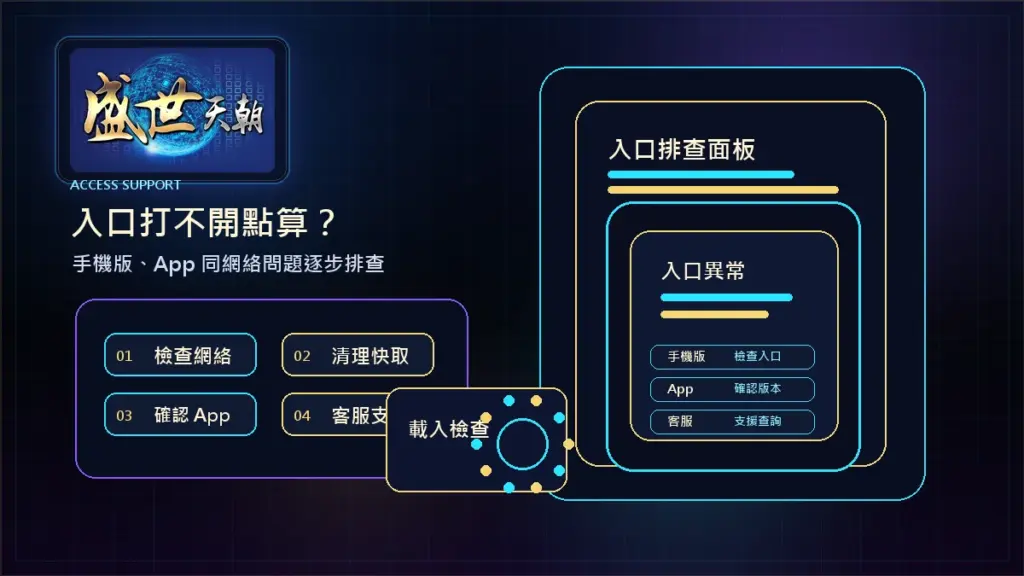 盛世天朝入口打不開點算？手機版、App 同網絡問題先逐步排查