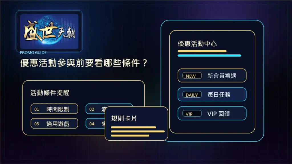 盛世天朝優惠活動參與前要看哪些條件？