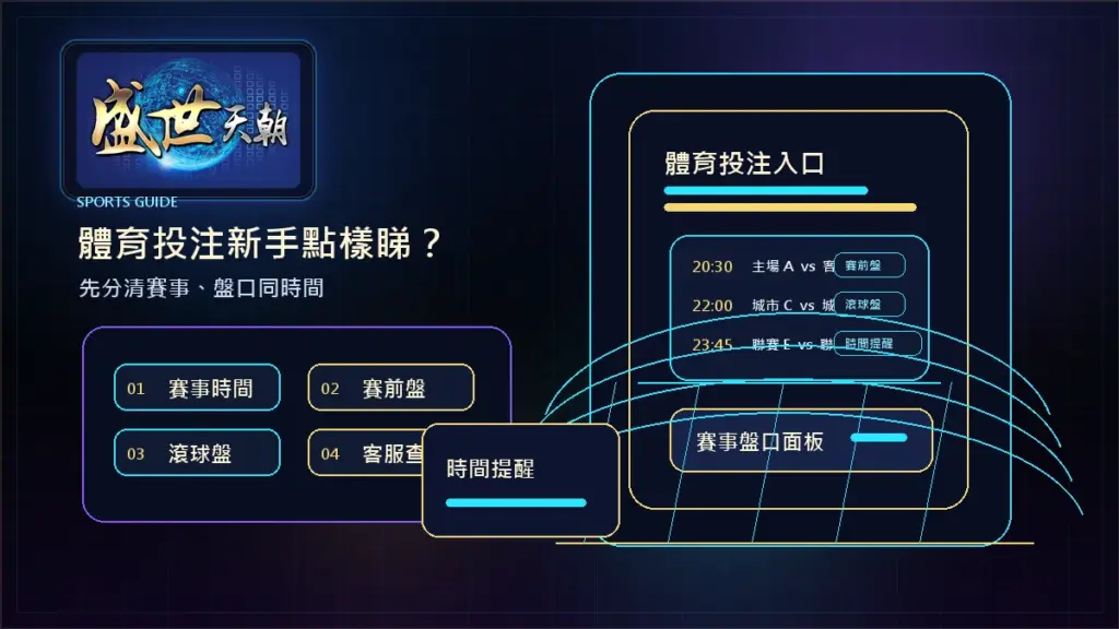 盛世天朝體育投注新手點樣睇？先分清賽事、盤口同時間
